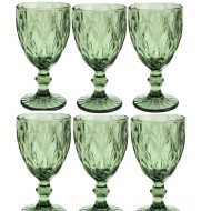 Jogo 6 Tacas 350ml De Vidro Diamond Verde 